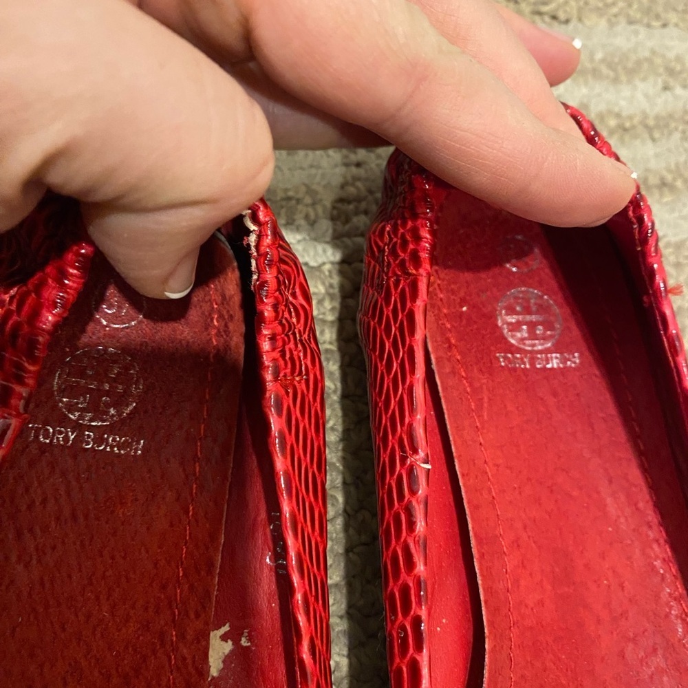Tory Burch Red Snakeskin Ballet Flats size 37 - Picture 8 of 9
